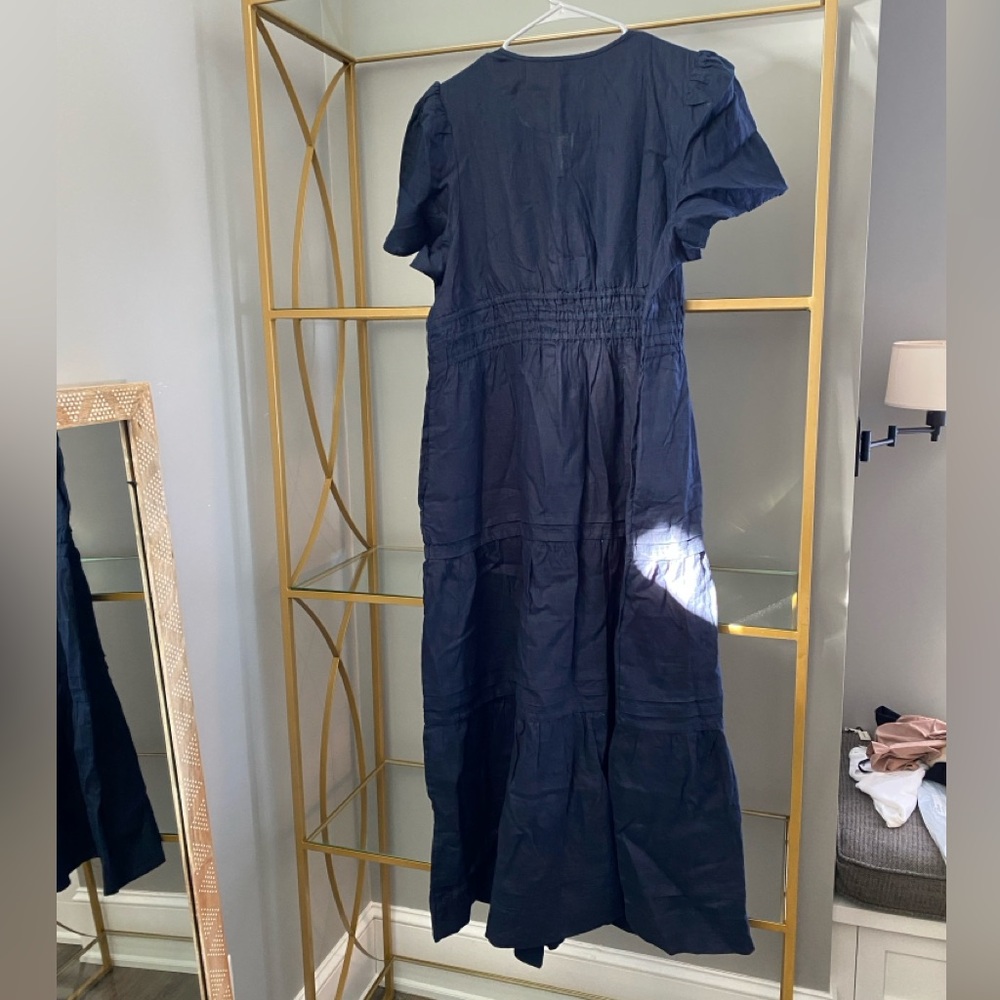 Quince 100% organic cotton poplin tiered Blue Maxi Dress XL new with tags - Picture 6 of 6